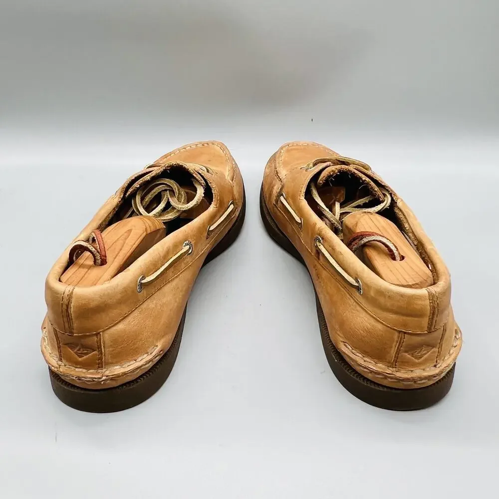 Sperry Shoes Mens 11 Brown Leather Top Sider 2 Eye Boat Moc Toe Casual Comfort